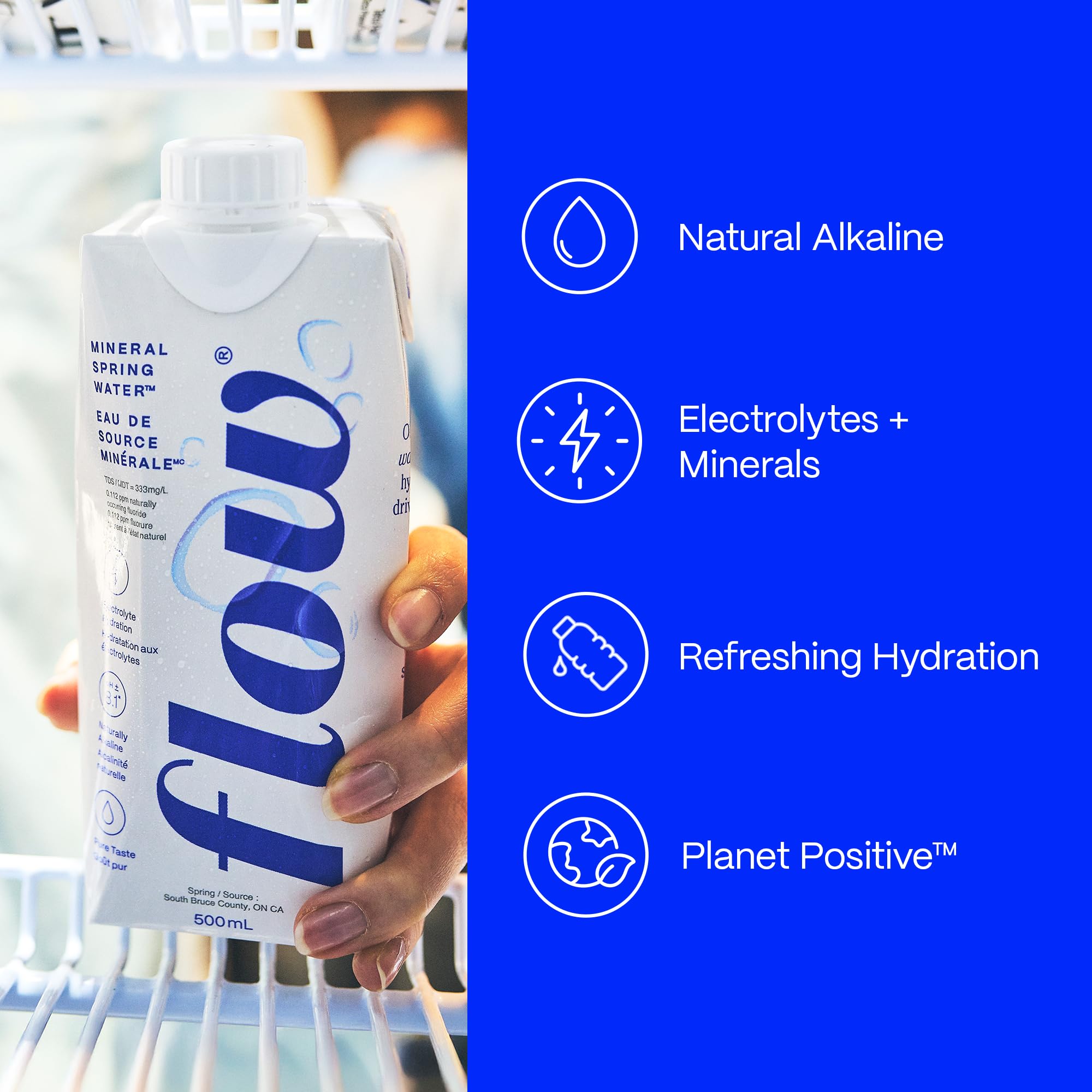 Flow 12-pack bottle visual hints at convenient multi-pack hydration on the go.