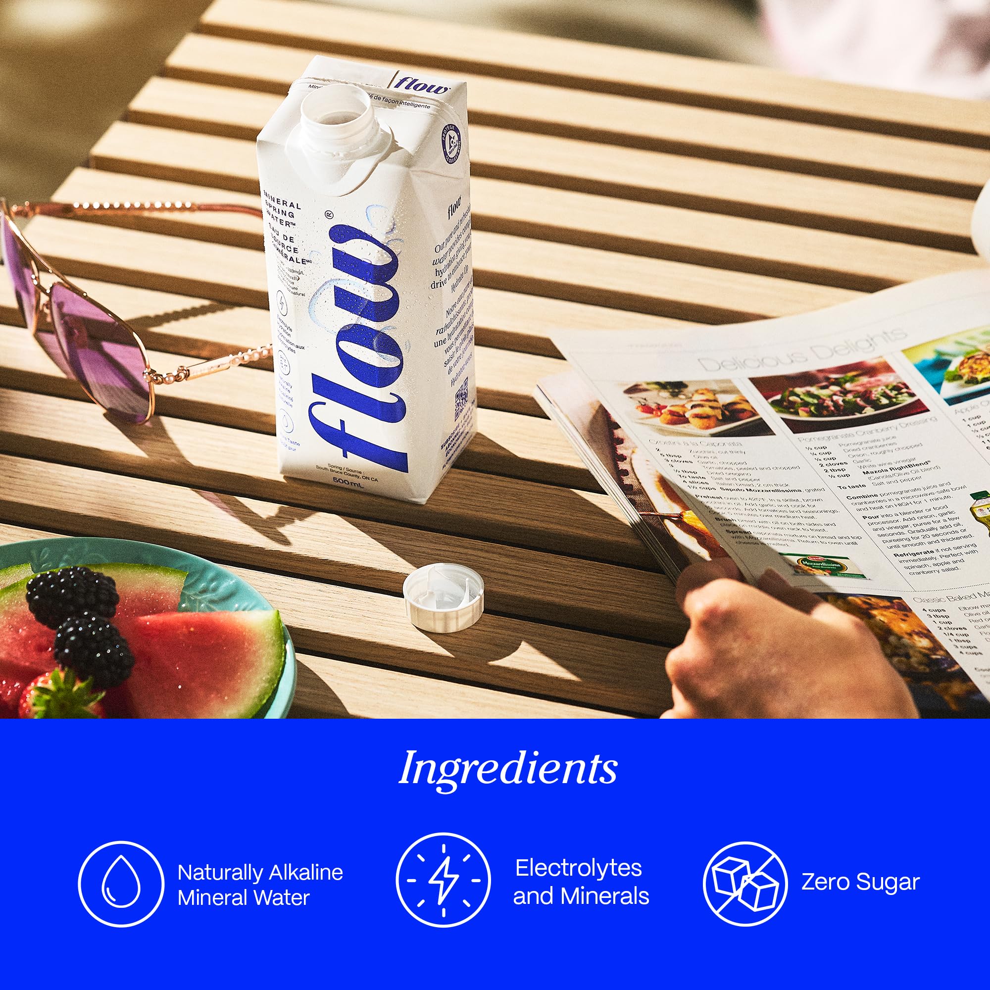 Flow bottle in fridge ready to chill for on-the-go refreshment.