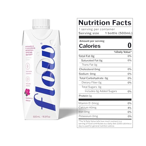 Flow Mineral Water pour into glass highlights crisp, mineral-rich hydration.