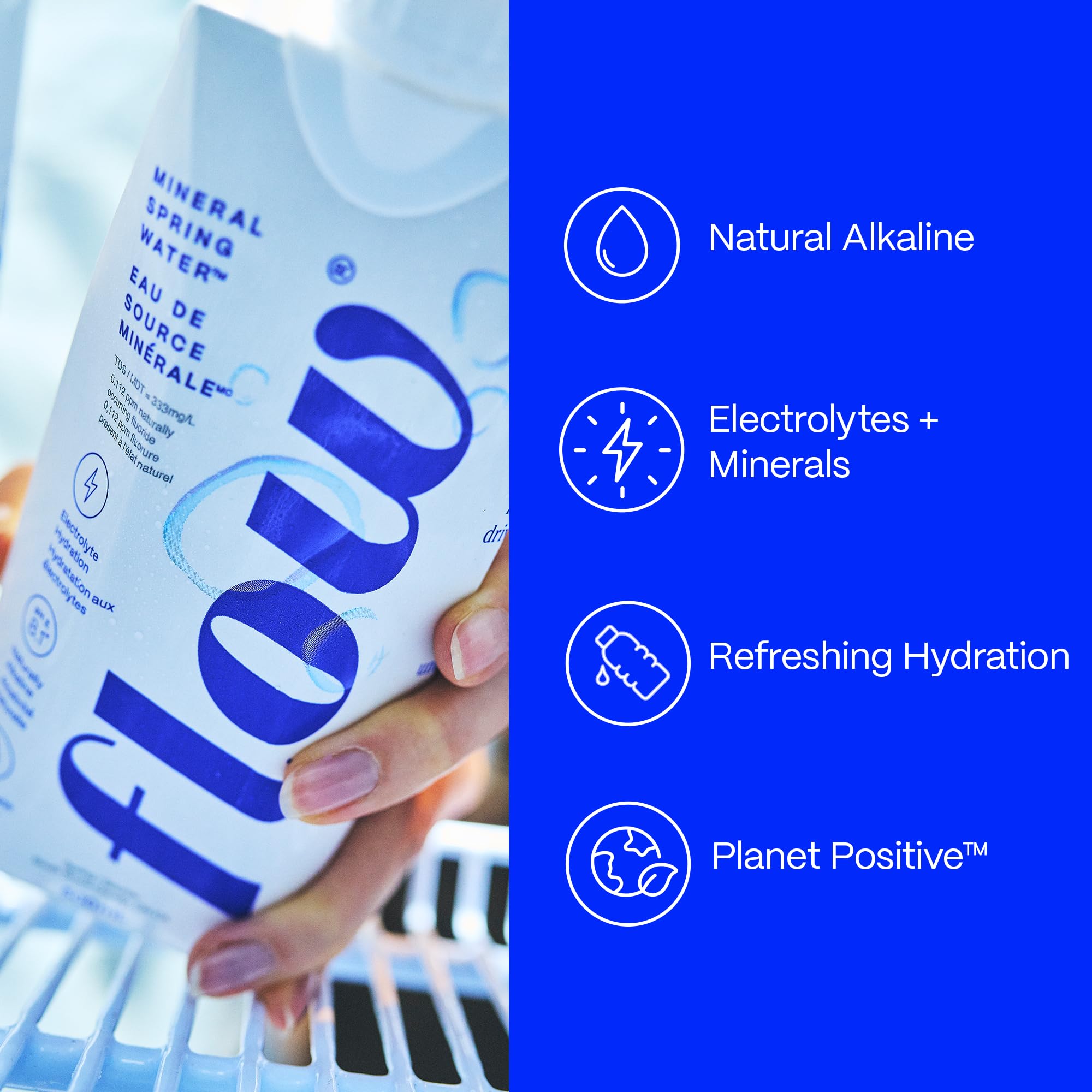 Flow sustainability packaging close-up shows eco-friendly design and low carbon footprint.