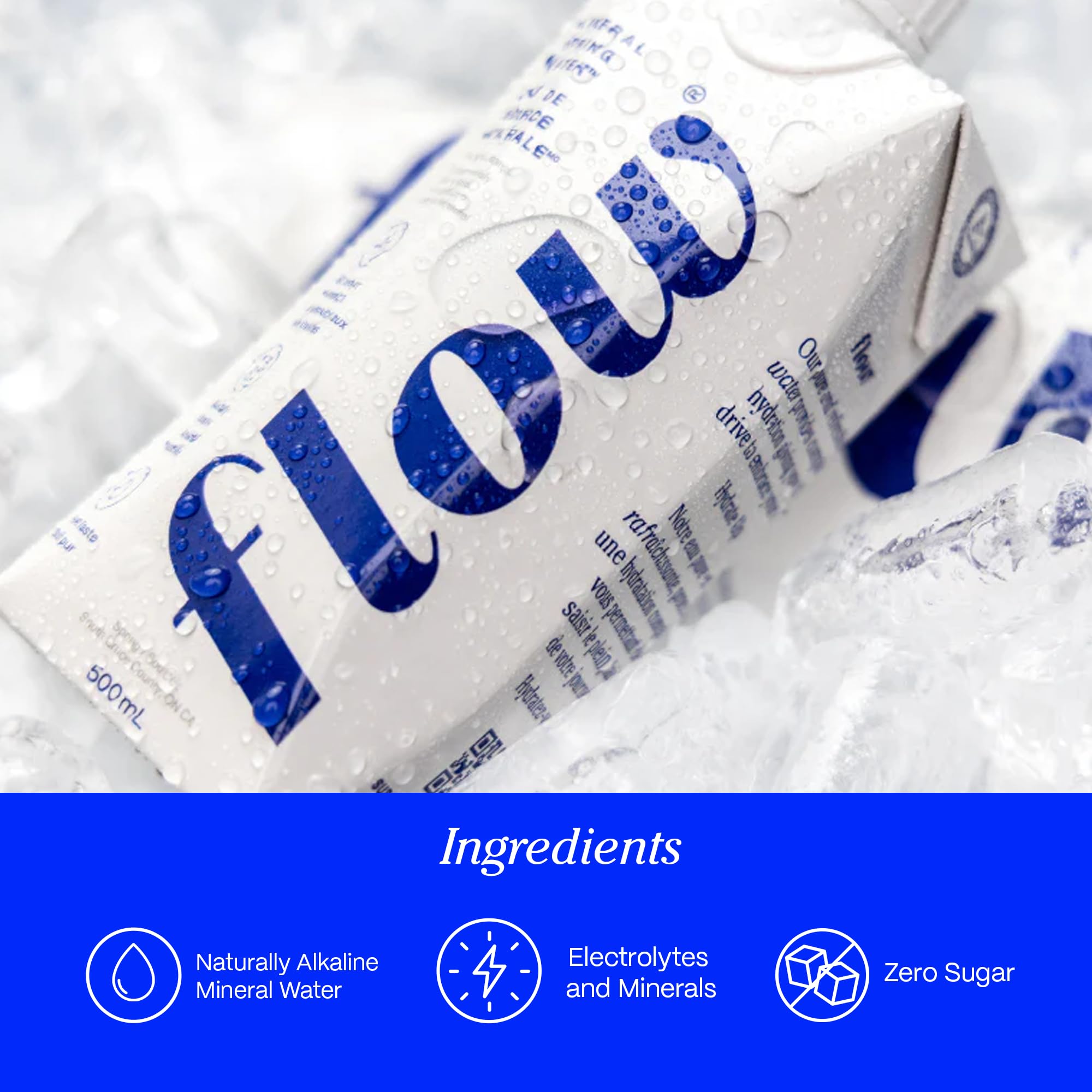 Flow water close-up reveals clear mineral content like calcium and magnesium for balanced taste.