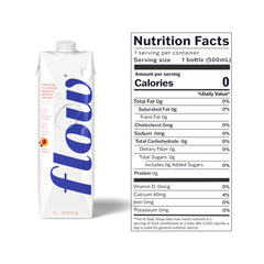 Flow organic peach flavor label close-up showing natural taste