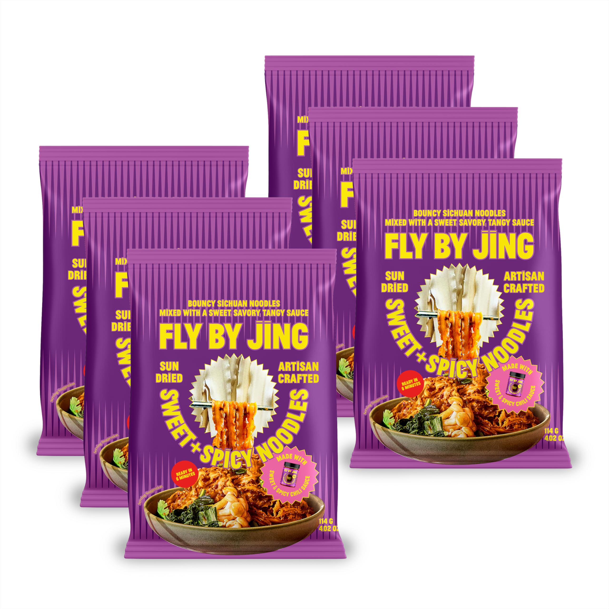 Fly By Jing Sweet & Spicy Noodles six-pack for quick meals