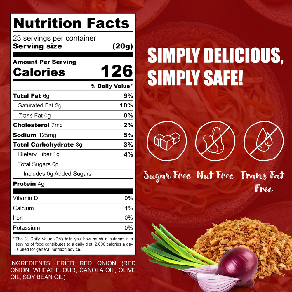 Flying Horse aroma-rich onion crunch enhances pho, soups, and noodles.