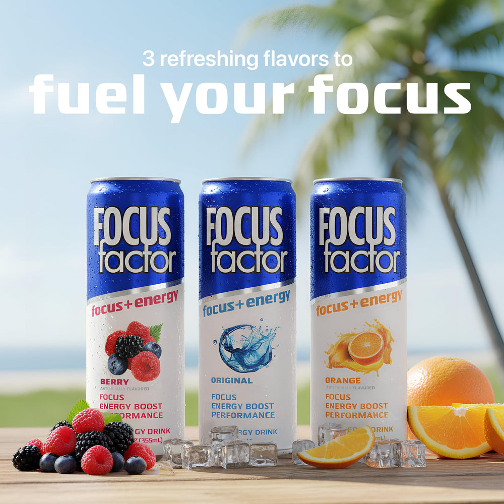 Focus Factor Energy Drink on the go for work or study.