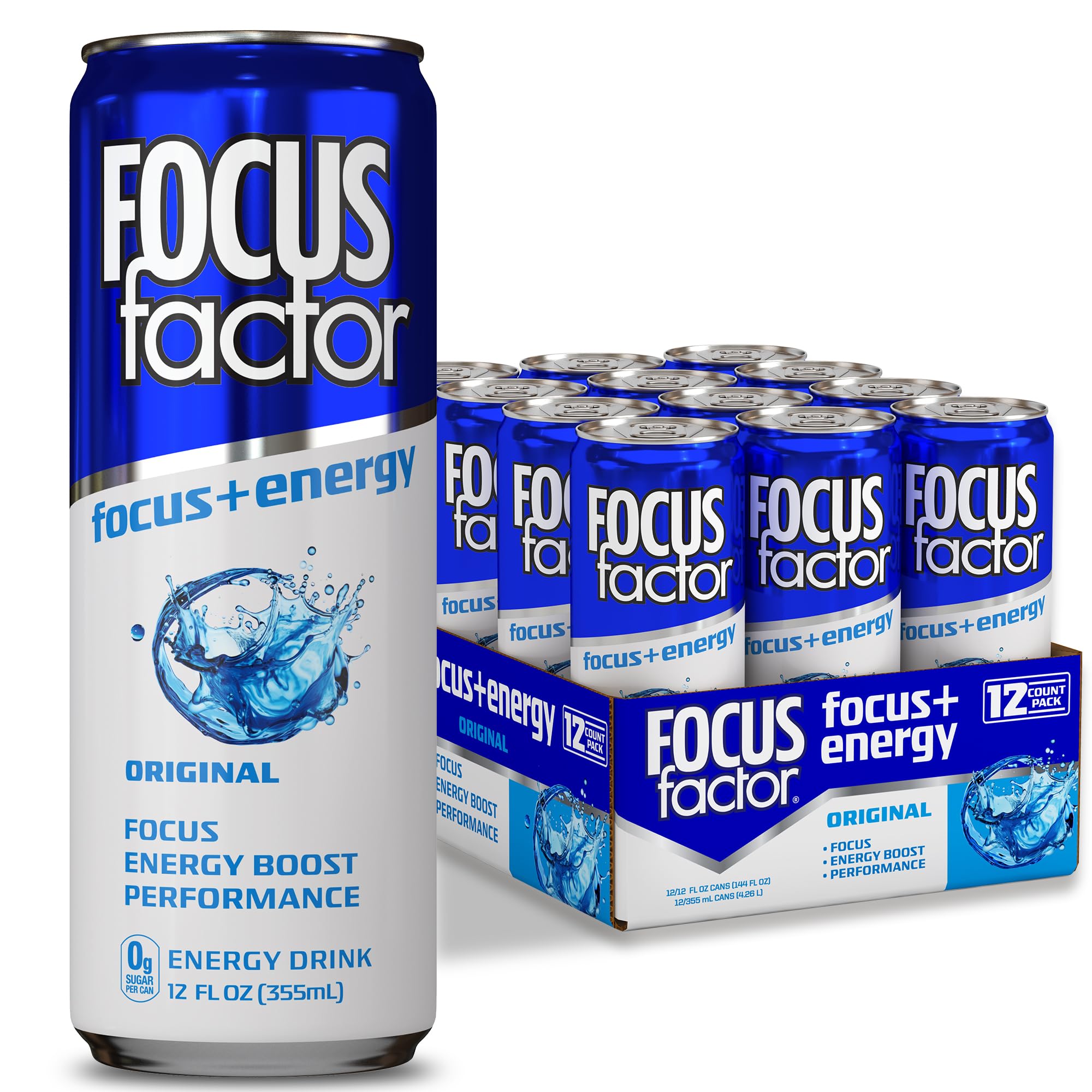 Focus Factor Energy Drink original can front view for on-the-go energy.