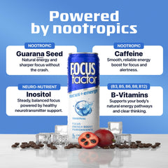 Focus Factor Energy Drink original pour shot for quick refresh.