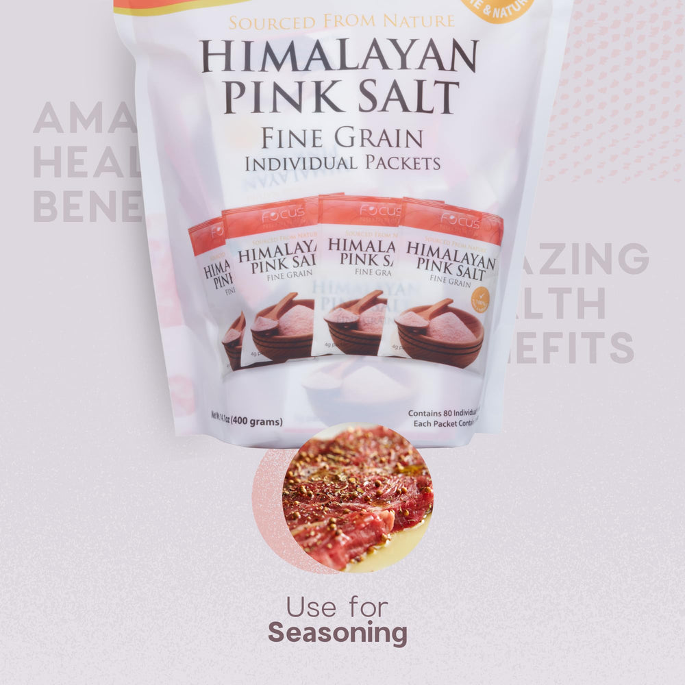 Focus Nutrition Himalayan Pink Salt pink-hued crystals add mineral character and color to meals