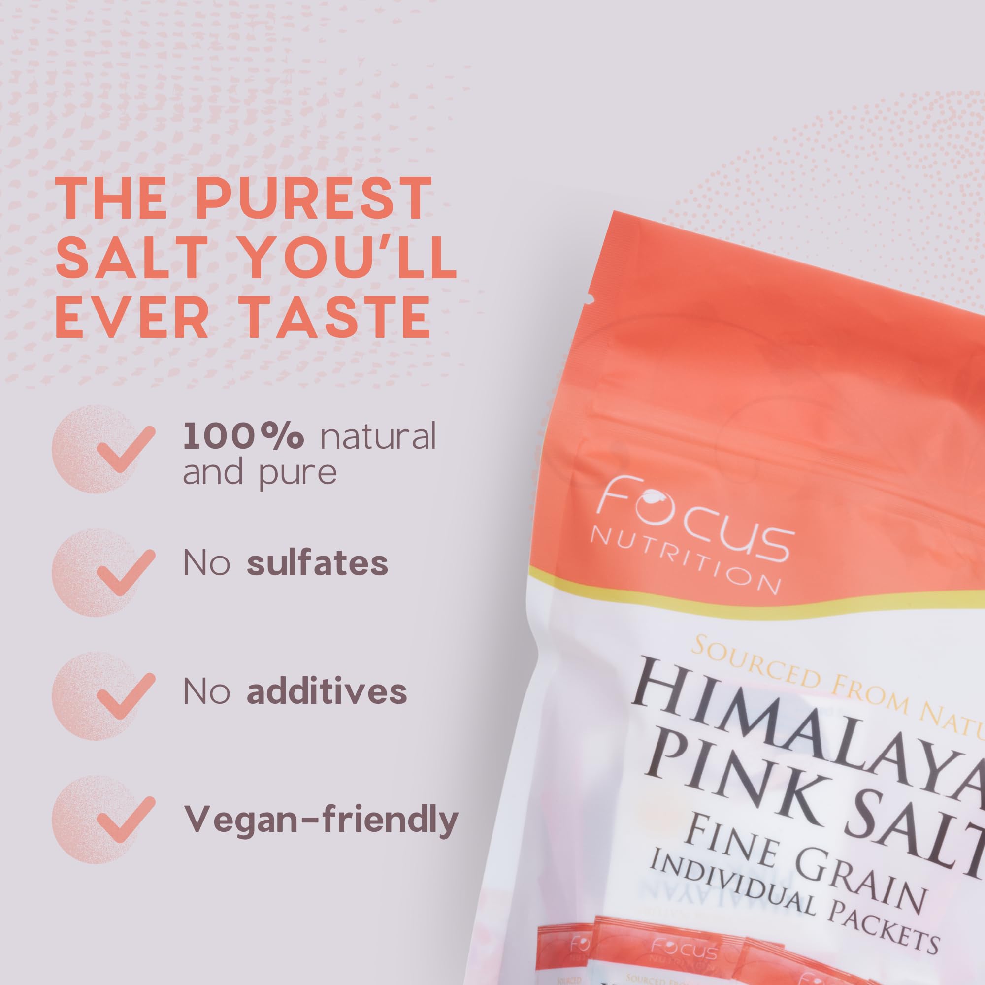 Focus Nutrition Himalayan Pink Salt resealable pouch preserves freshness and reduces waste