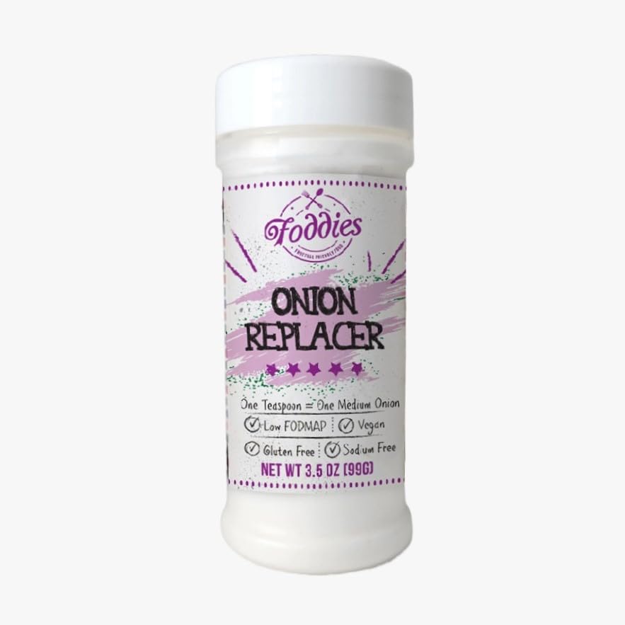 Foddies Onion Replacer bottle showing a convenient 3.5 oz size for home kitchens