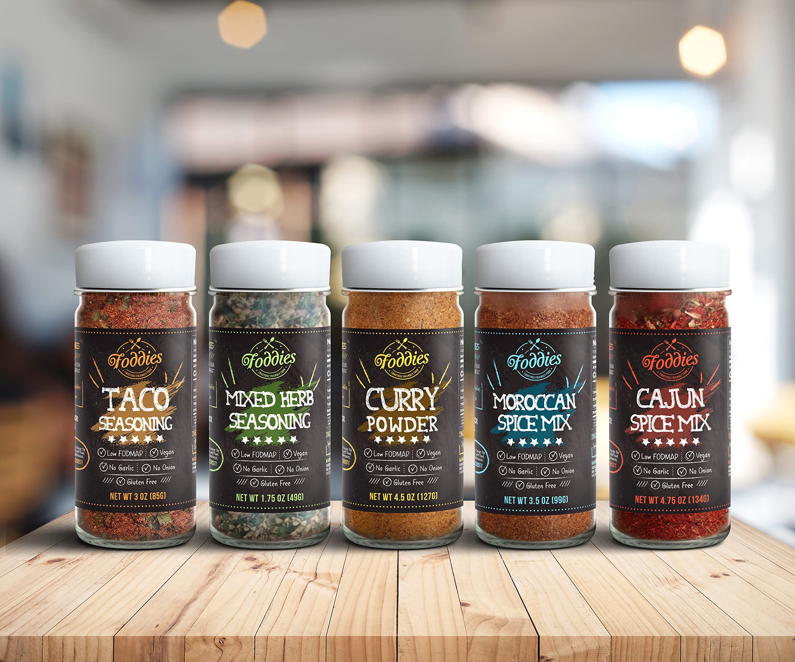 Foddies Taco Seasoning sizzling pan image for quick, IBS-friendly meals.