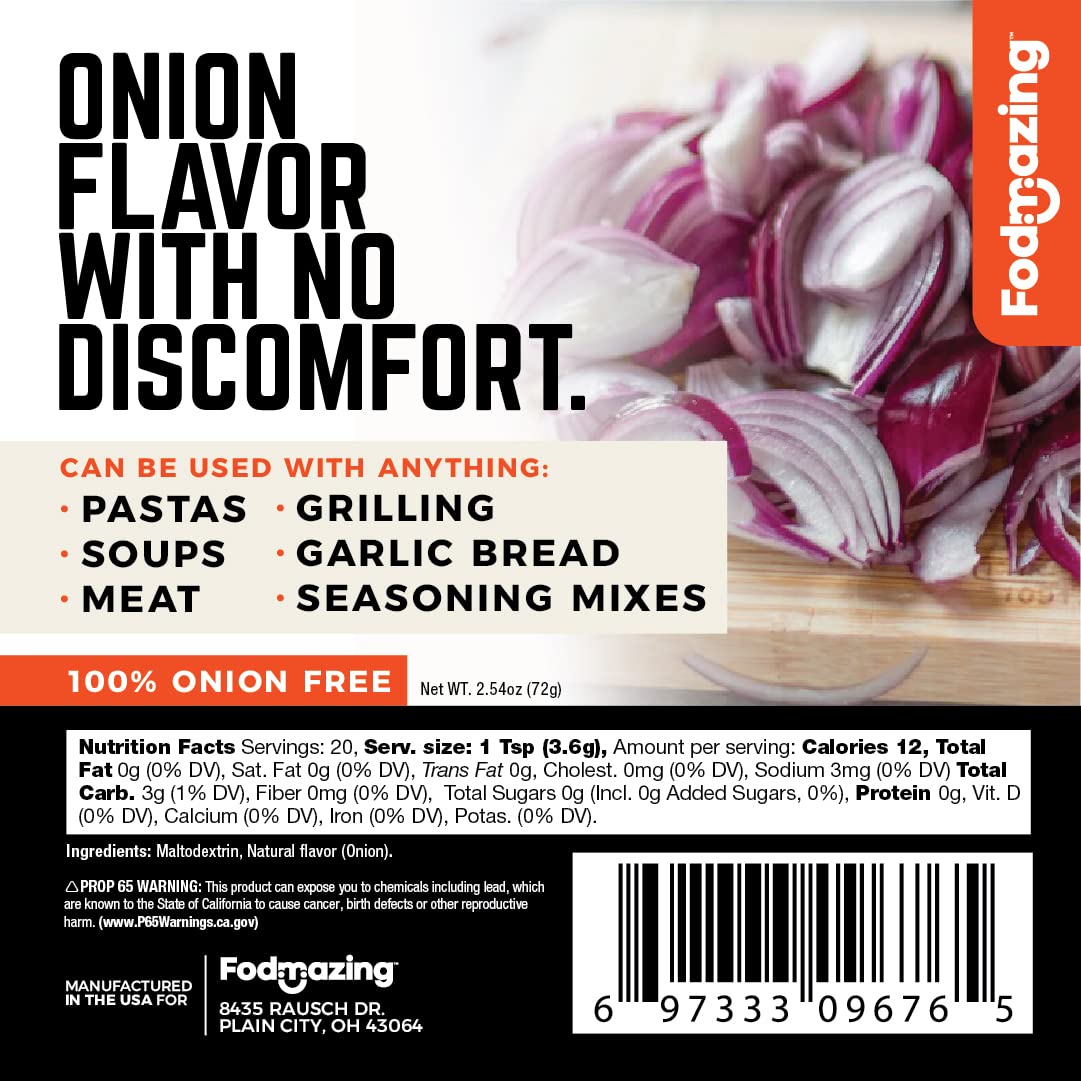 Fodmazing Low FODMAP Onion Spice pack open for IBS-friendly flavoring.
