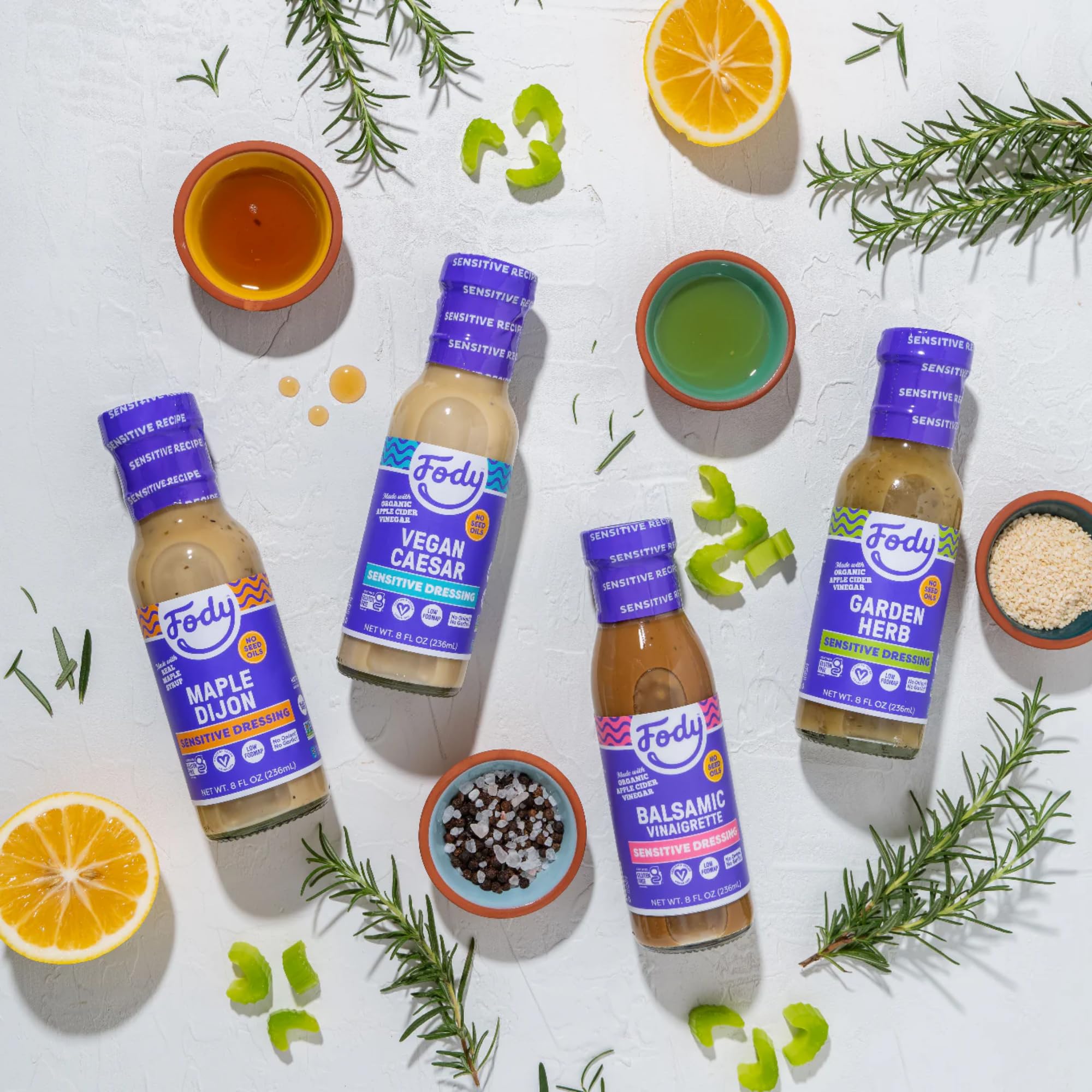 Fody Balsamic Vinaigrette dipping plate illustrates use as a savory dip for veggies