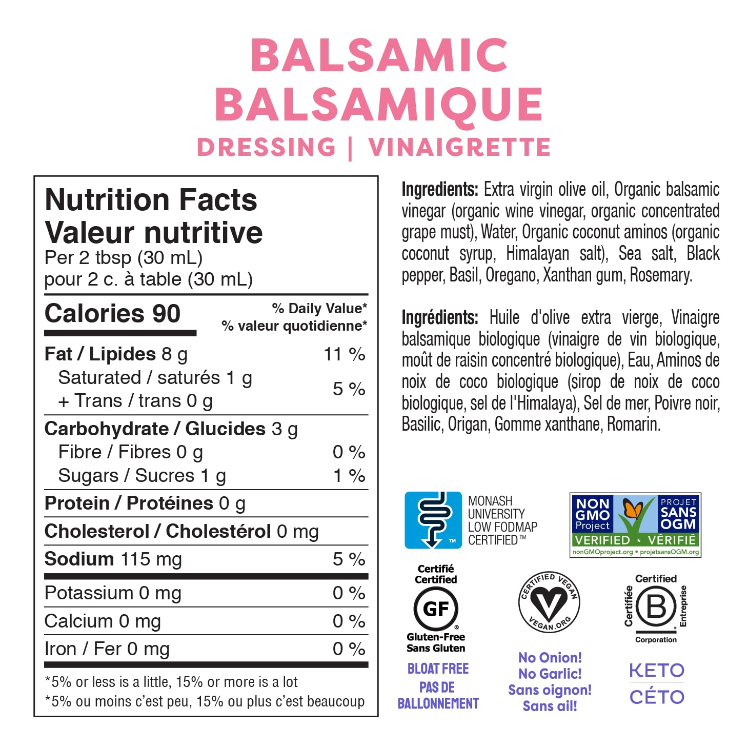 Fody Balsamic Vinaigrette pour shot for drizzling over greens