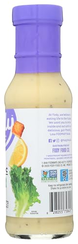 Front packaging of Fody Caesar dressing 8oz bottle on display.