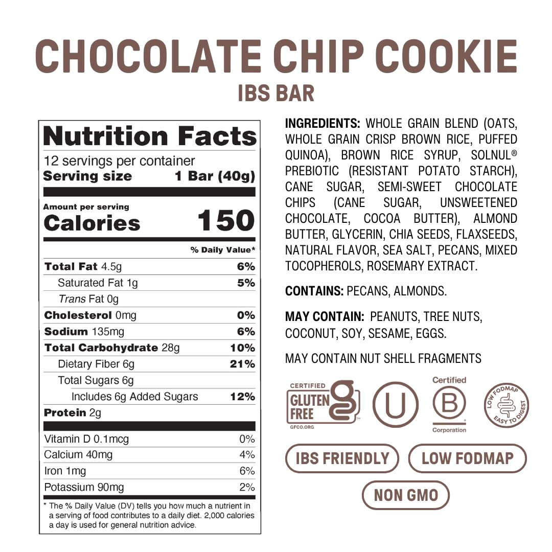 Fody IBS snack bars closeup of chocolate chips showing inviting texture