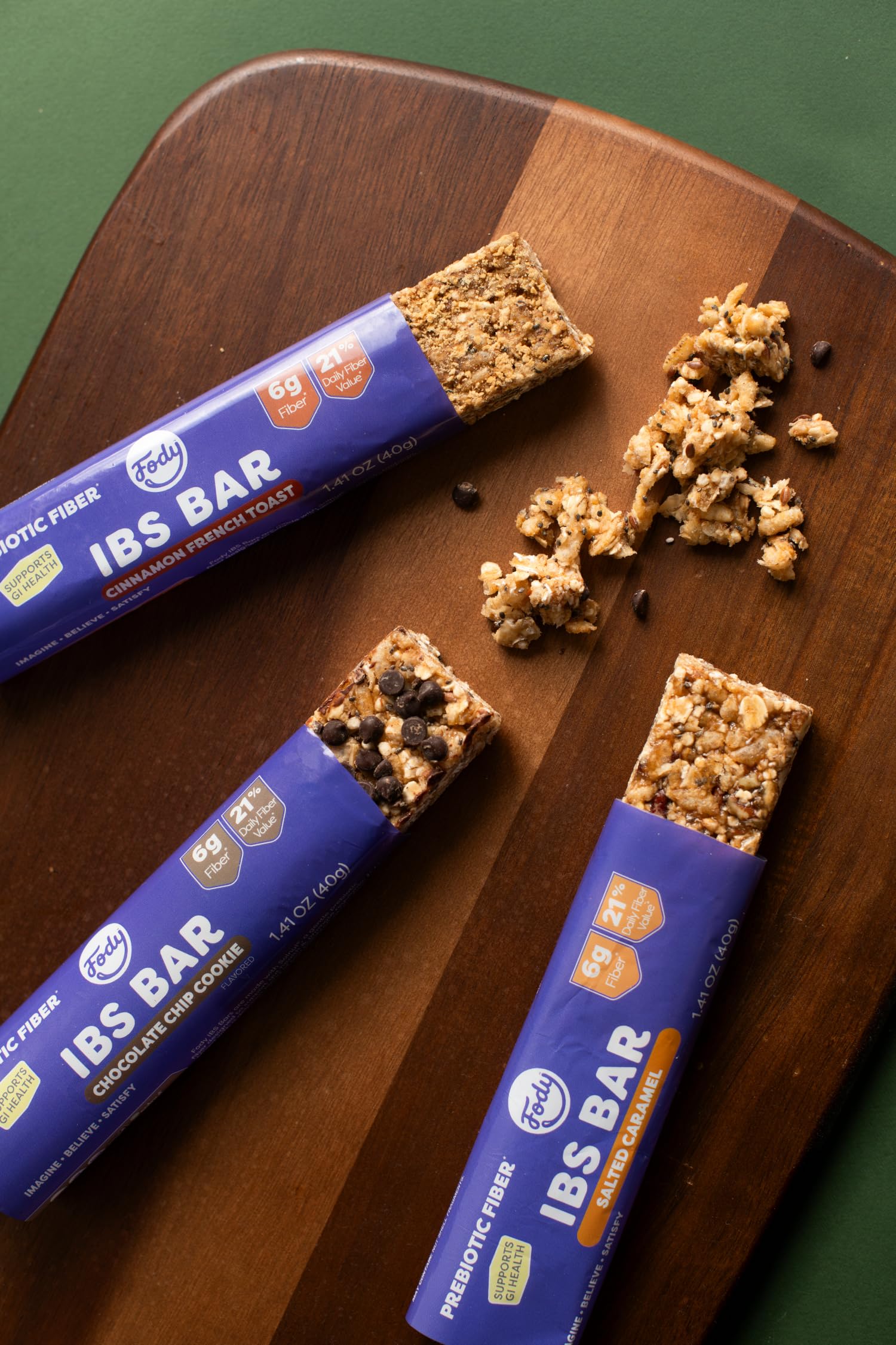 Back of packaging with nutrition and 6g prebiotic fiber.