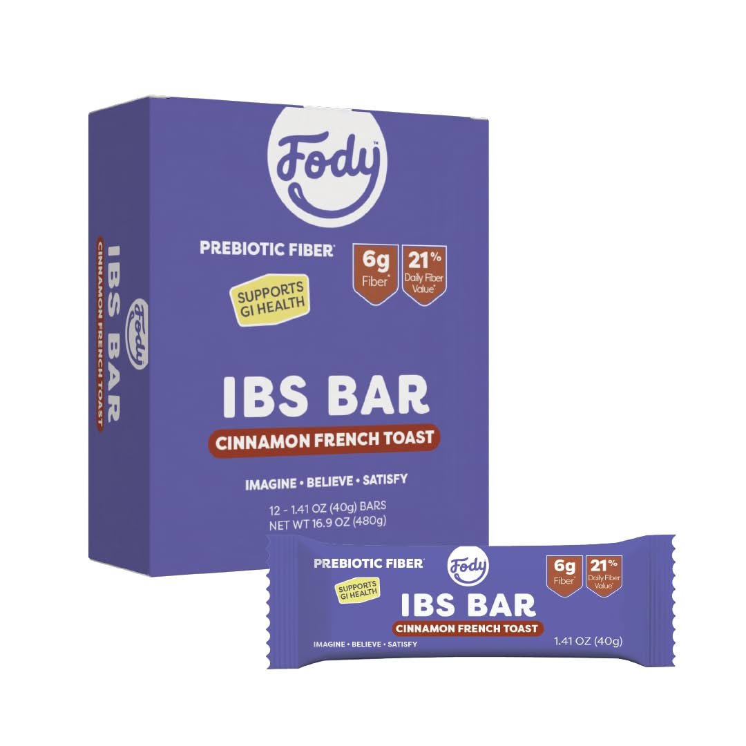 Fody Cinnamon French Toast IBS snack bar pack for on-the-go snacking.