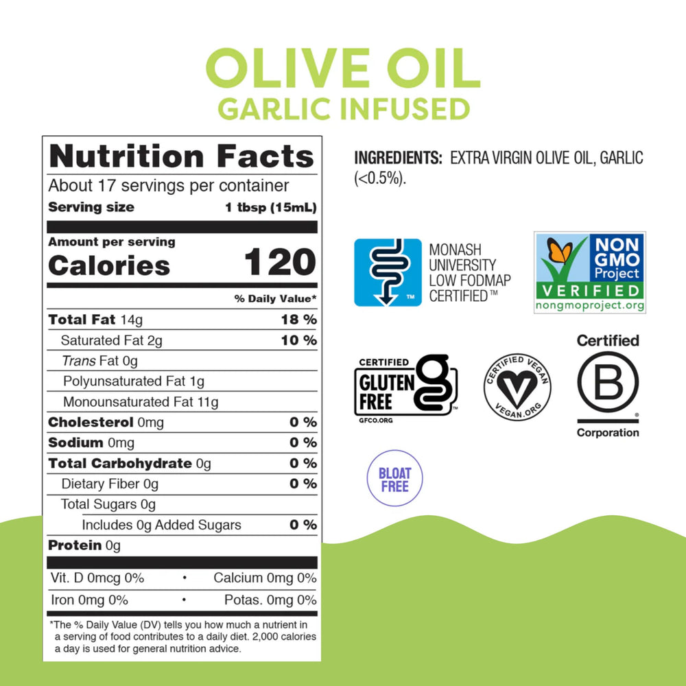 Fody garlic-infused olive oil on pasta for enhanced flavor