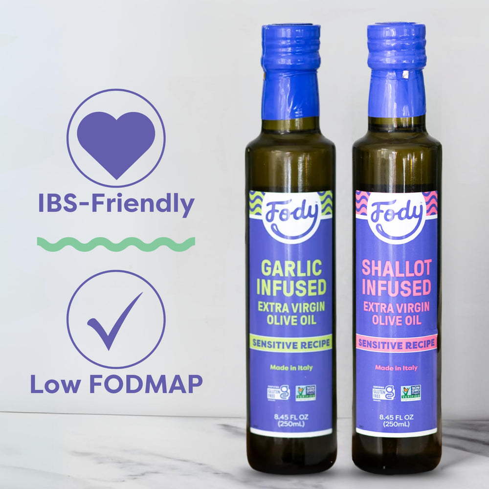 Fody garlic-infused olive oil in a vegetable sauté pan