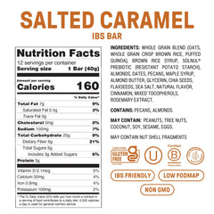 Fody Salted Caramel IBS Snack Bars texture close-up showing chewy oats and nuts