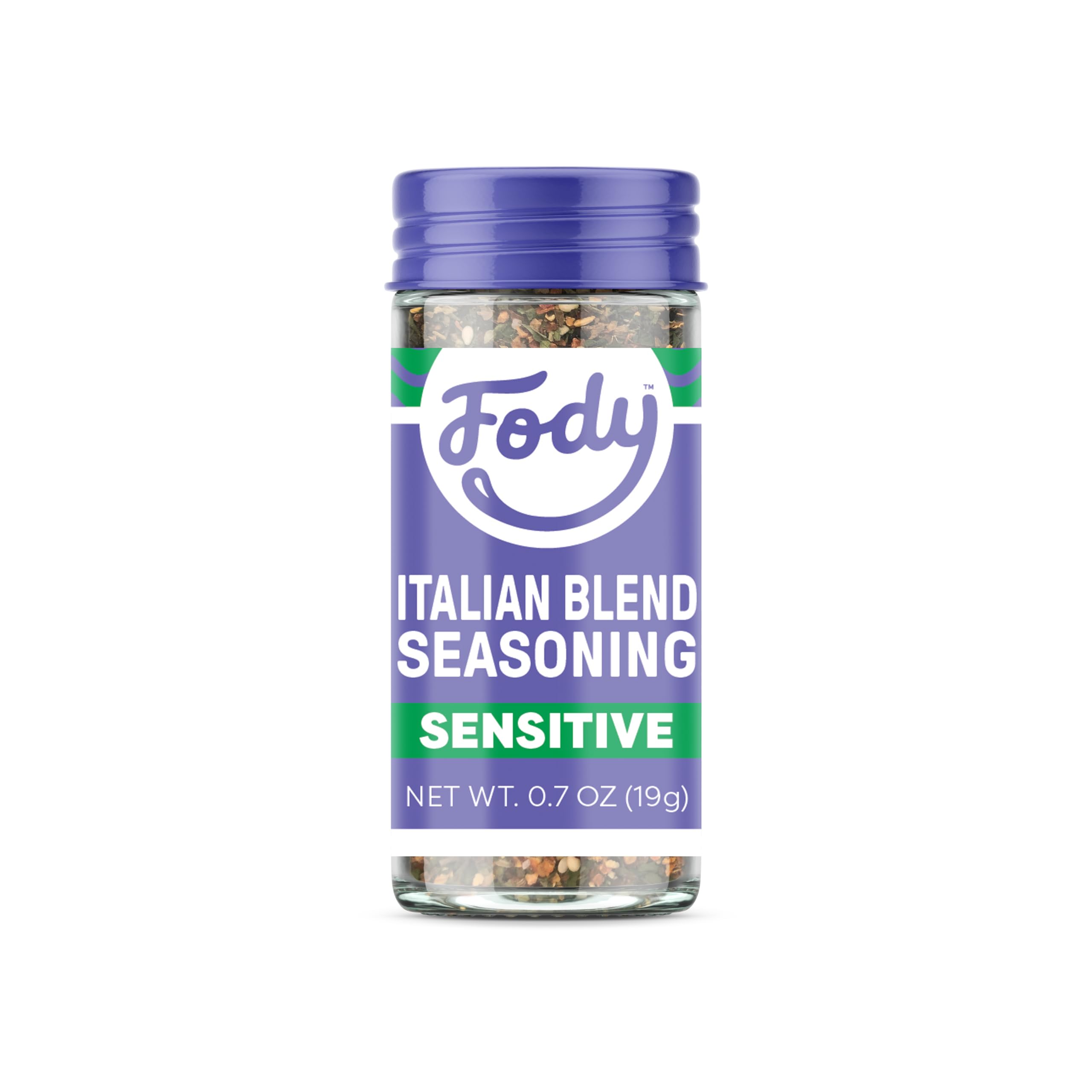 Fody Italian Blend Seasoning bottle close-up for gut-friendly flavor