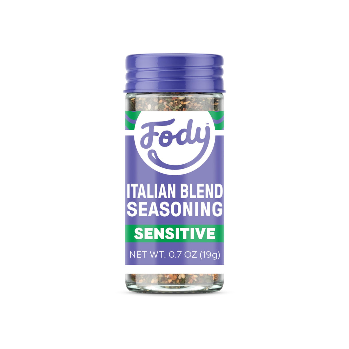 Fody Italian Blend Seasoning bottle close-up for gut-friendly flavor