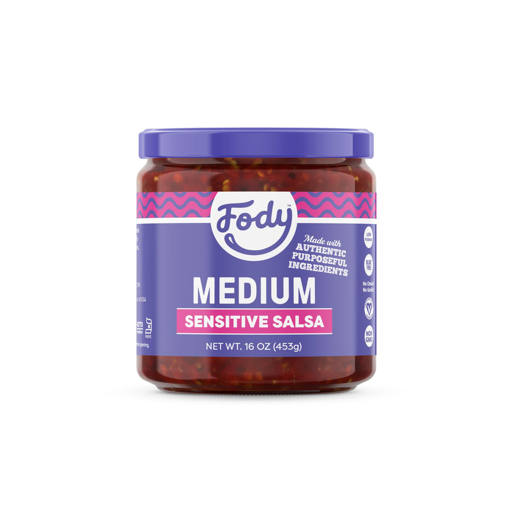 Fody Medium Salsa jar with tomato and jalapeño blend, ready to brighten meals.