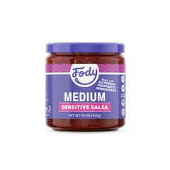 Fody Medium Salsa jar with tomato and jalapeño blend, ready to brighten meals.