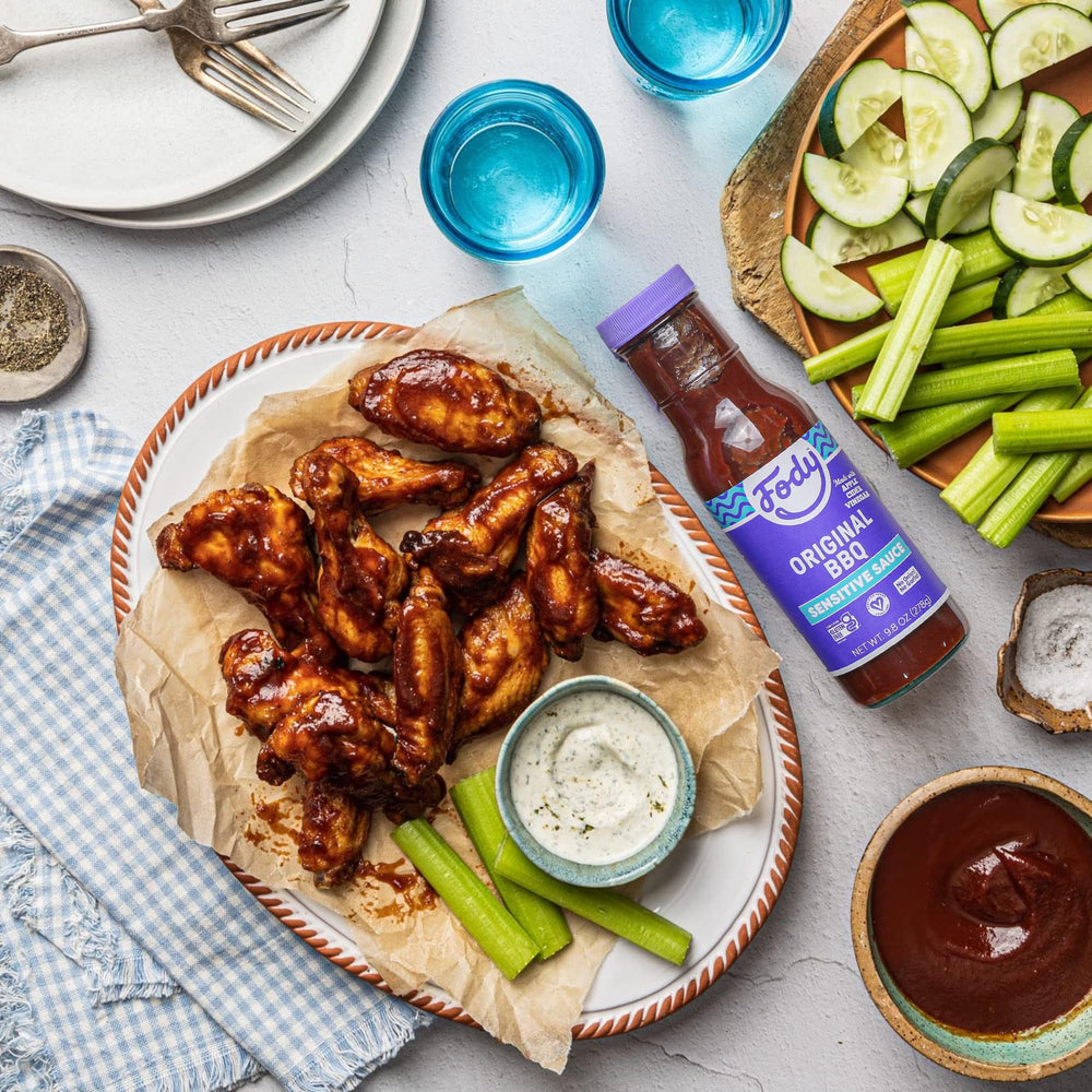 Fody Original BBQ Sauce poured on vegetables as a versatile gut-friendly flavor enhancer
