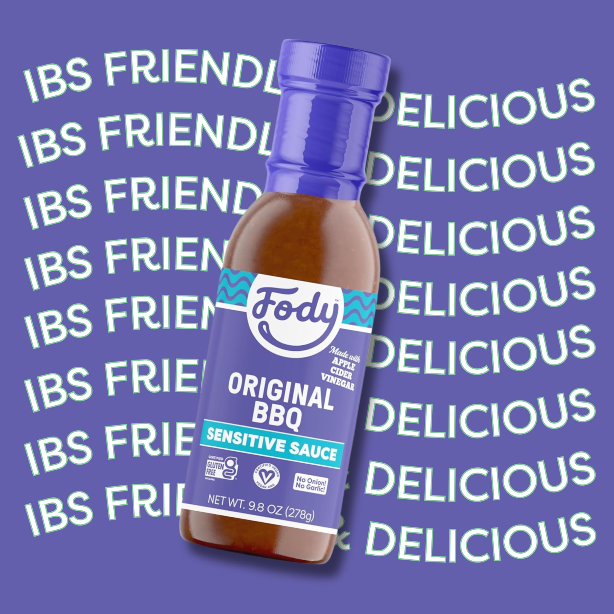 Fody Original BBQ Sauce being poured on ribs for IBS-friendly grilling