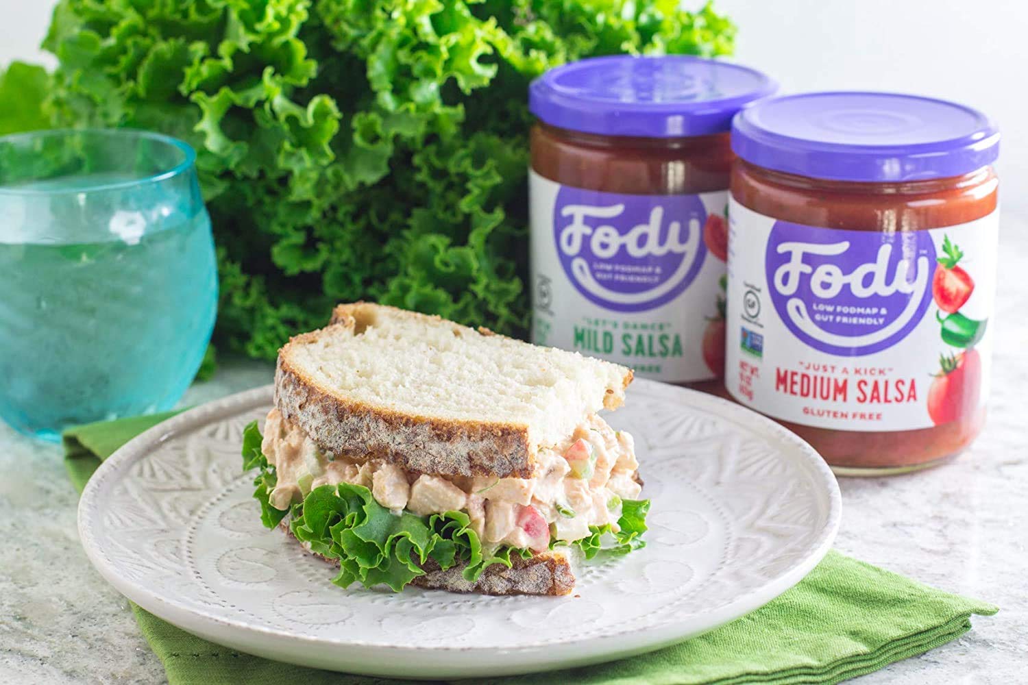 Close-up of gluten-free, lactose-free jar highlighting natural ingredients.