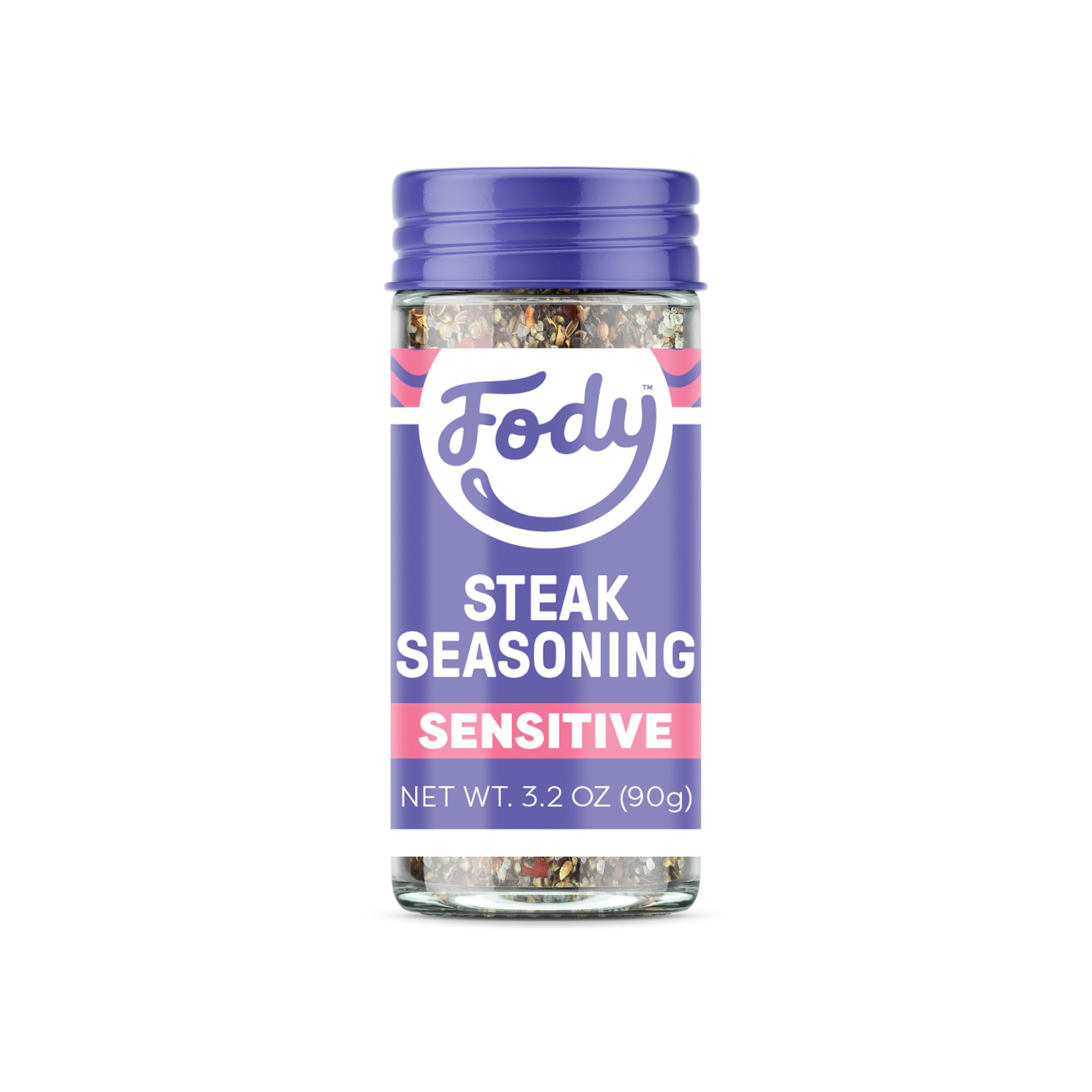 Fody Steak Seasoning bottle front, garlic and onion-free blend for grilling