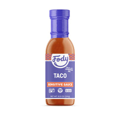 Fody Taco Sauce bottle, 8.5 oz, onion- and garlic-free for tacos.