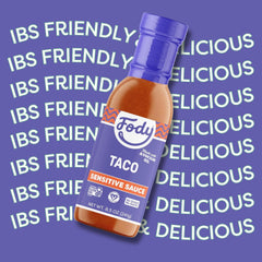 Fody Taco Sauce in a dipping dish, perfect for tasting and quick toppings.