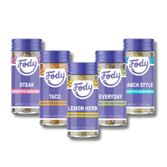 Fody Variety Seasoning Pack collection, IBS-friendly meals and easy flavor variety.