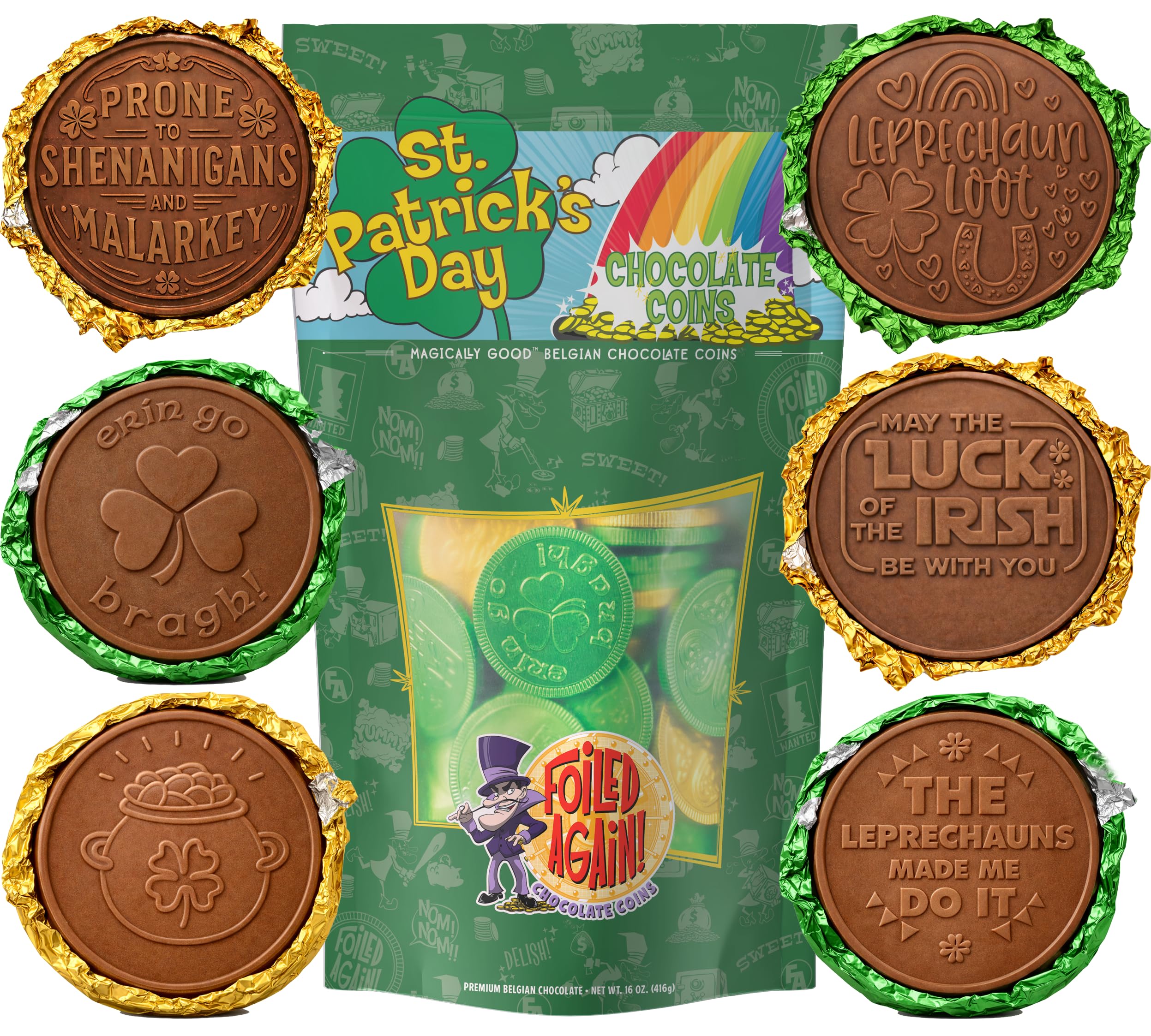 Foiled Again! gold coins with St. Patrick designs for festive party favors