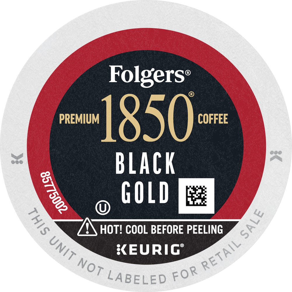 Brewed Folgers 1850 Black Gold cup with a smooth finish