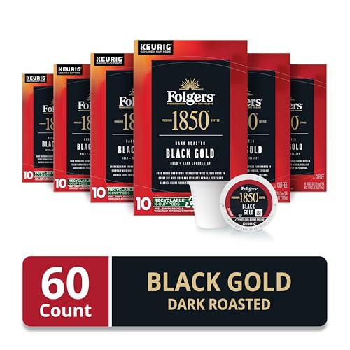 Folgers 1850 Black Gold pod boxes for convenient single-serve brews