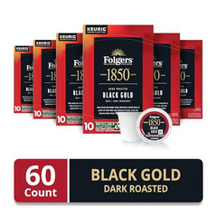 Folgers 1850 Black Gold pod boxes for convenient single-serve brews