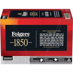 Closeup of Folgers 1850 Black Gold pods highlighting rich aroma