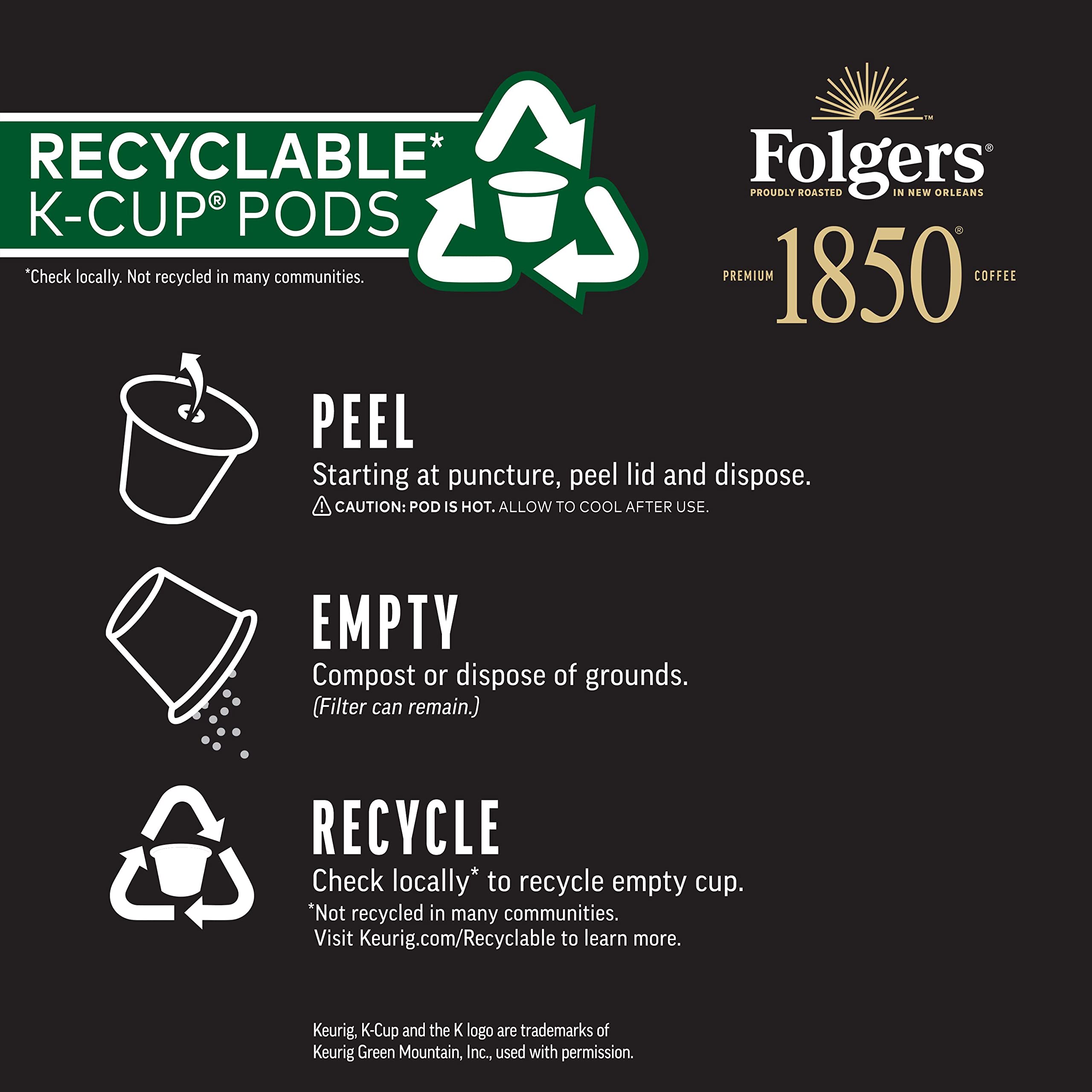 Folgers 1850 Trailblazer k-cup-pods ready for Keurig machines.