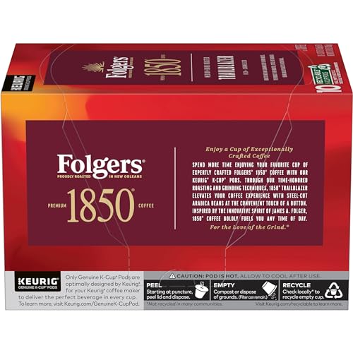 Folgers 1850 Trailblazer roasted beans ready for grinding and brewing.