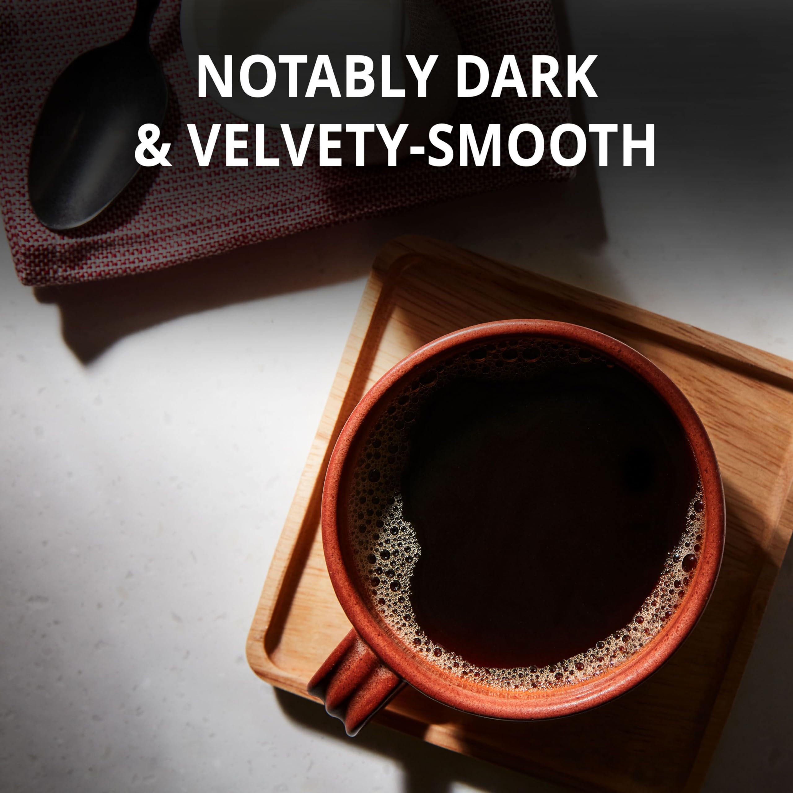 Folgers Black Silk aroma close-up highlights rich, full-bodied flavor