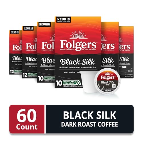 Folgers Black Silk K-Cup pods 60-count box ready for Keurig use.