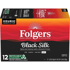 Folgers Black Silk K-Cup pods pack for quick morning brews