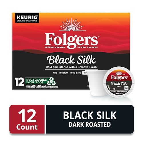 Folgers Black Silk dark roast K-Cup pods for Keurig brewing