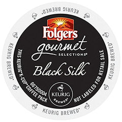 Folgers Black Silk K-Cups pour, delivering bold aroma and smooth full-bodied coffee.