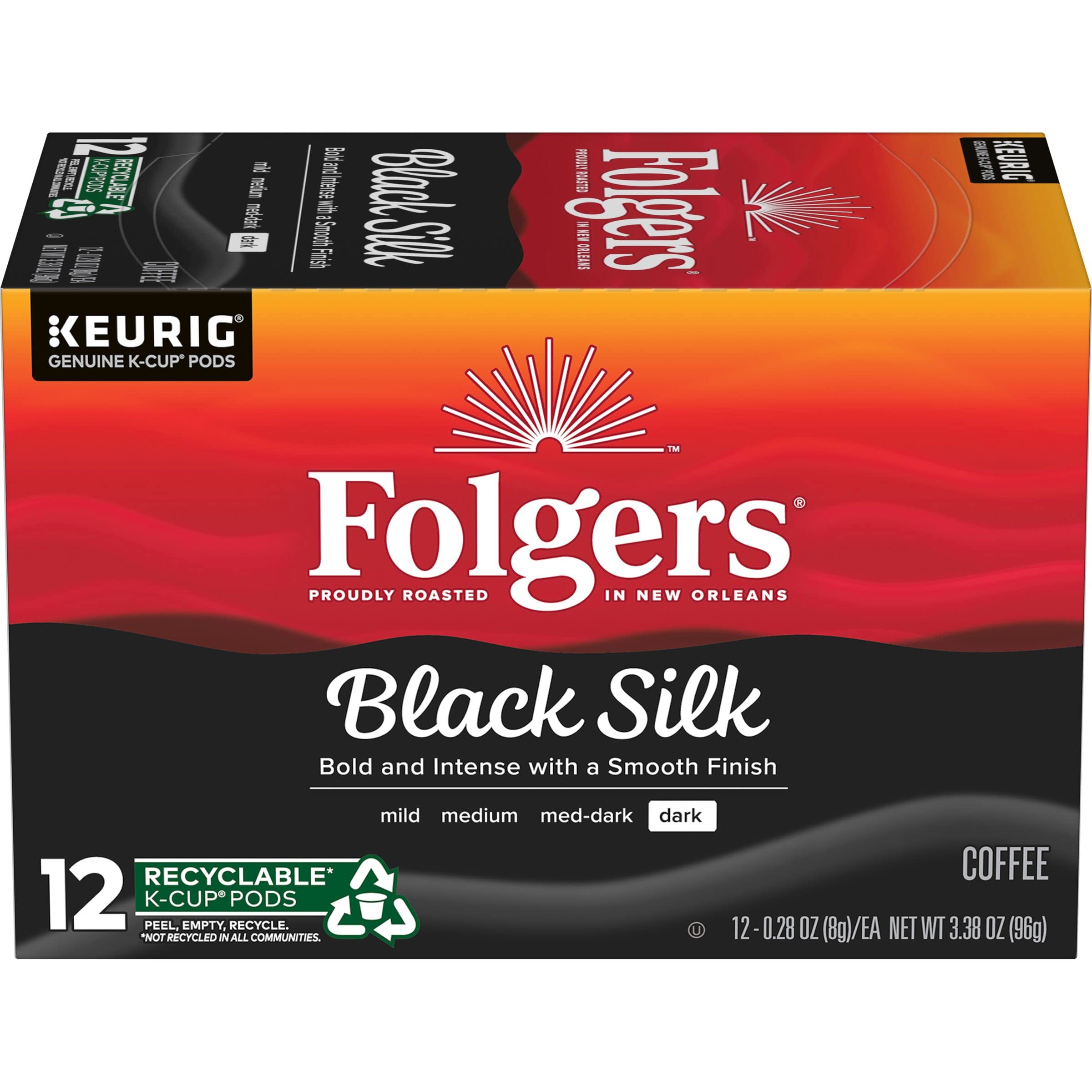 Morning routine with Folgers Black Silk in a mug.