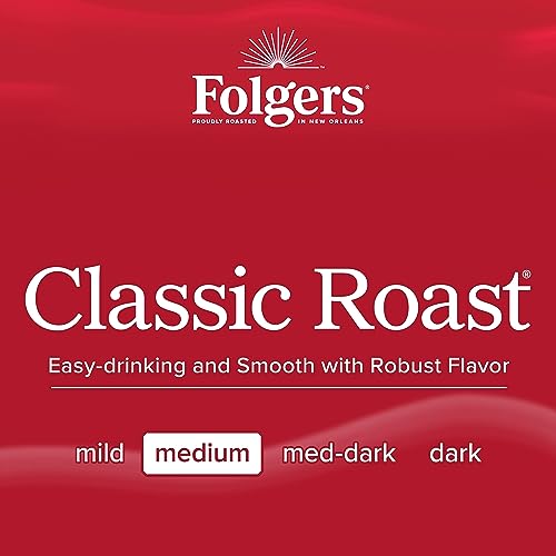 Folgers brand packaging on shelf signaling classic coffee experience.